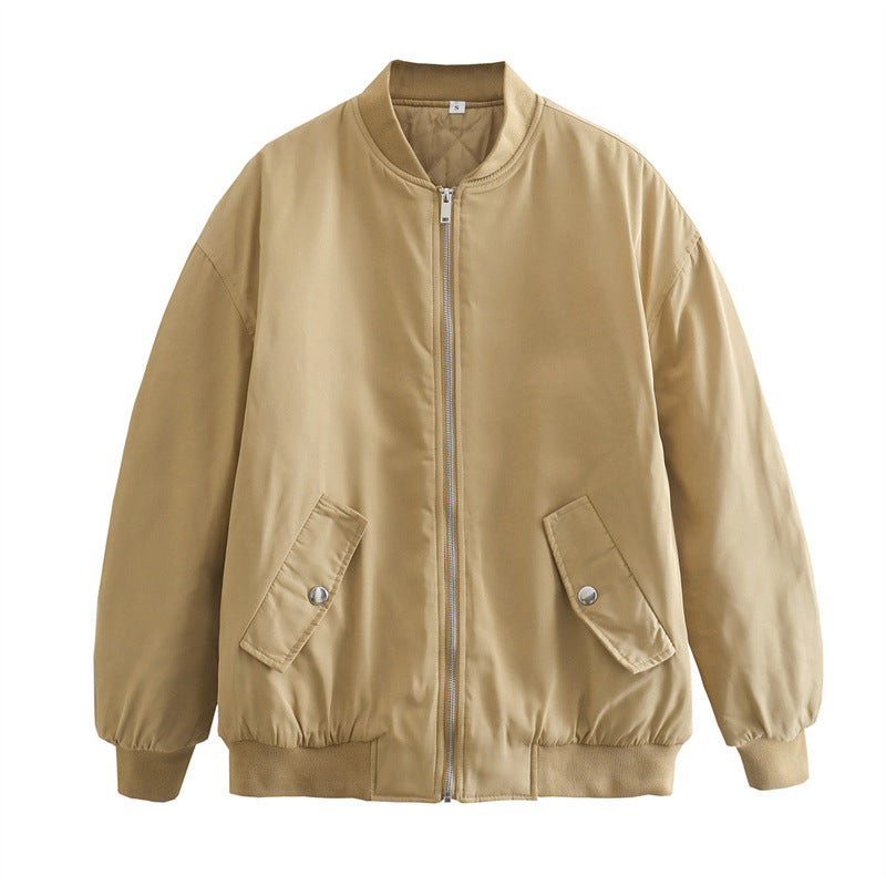 Damen Oversized Bomberjacke im Boxy‑Schnitt mit Reißverschluss, Rippbündchen und Klappentaschen Echoarchiv