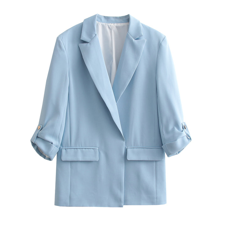 Damen Oversize Longline Blazer mit Dreiviertel-Ärmeln und Reverskragen – Valéne
