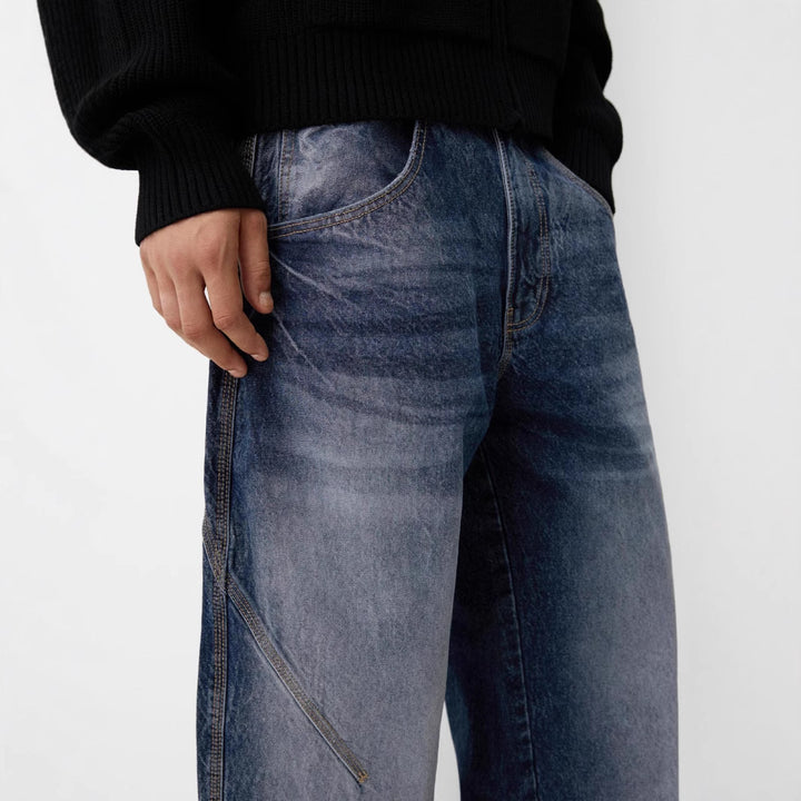 Herren nan lockere Carpenter-Jeans mit weitem Bein, tiefem Schritt und stonewashed Used-Optik Echo Archiv