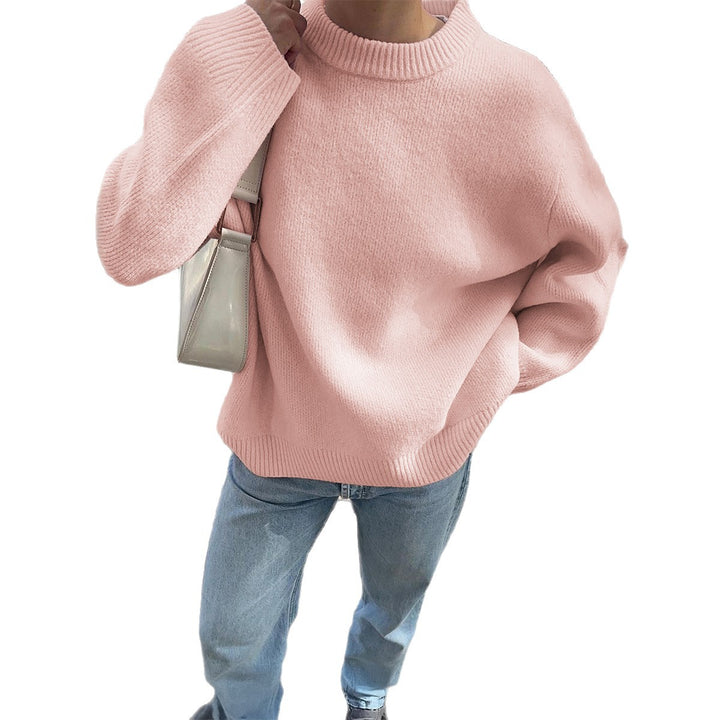 Damen Oversize-Feinstrickpullover mit Stehkragen, verlängerter Rückenpartie und Ballonärmeln – Mavelle