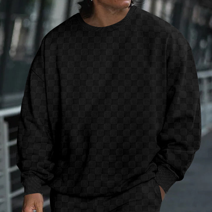 Herren lässiger Sweatshirt mit strukturiertem Muster und oversized Schnitt Echoarchiv