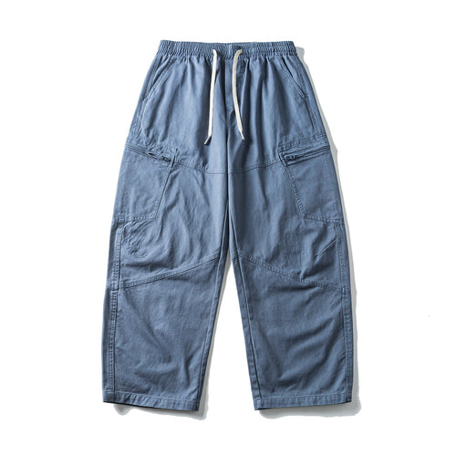Herren Cropped Cargo-Hose mit elastischem Bund, Tunnelzug und Reißverschlusstaschen Echoarchiv