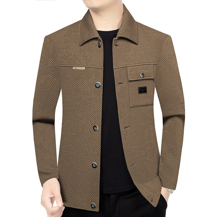 Herren Strukturiertes Overshirt im Glencheck-Relief mit Hemdkragen – Taviero