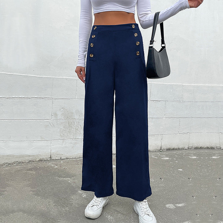 Damen Weite Palazzo-Hose mit Knopfdetails Echo Archiv