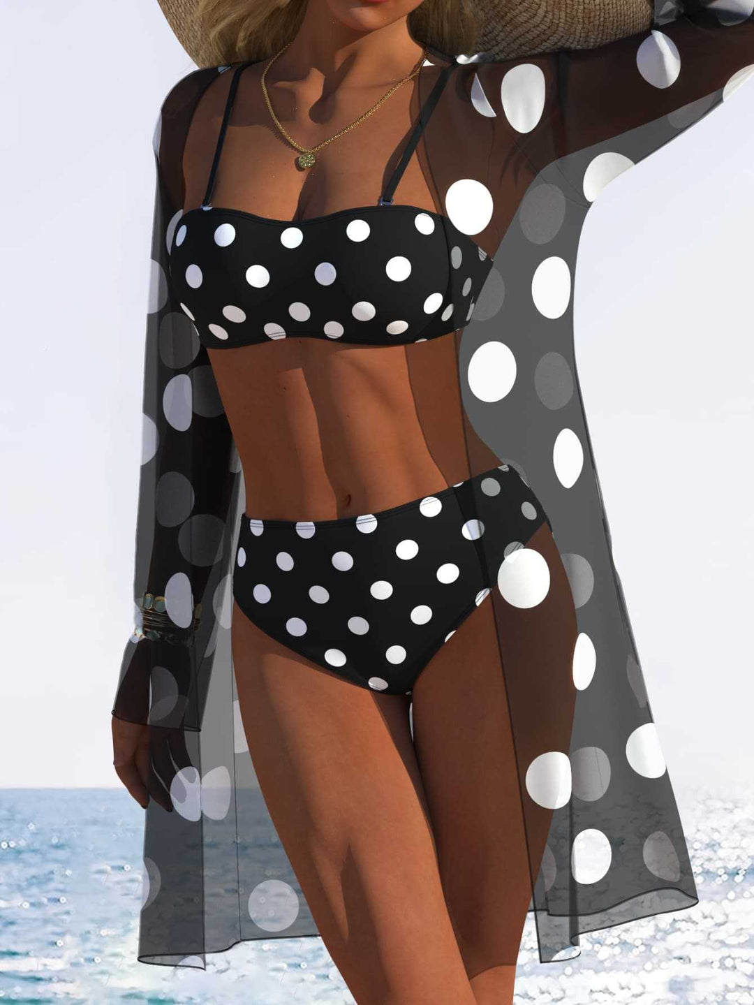 Damen Bikini-Set mit floralem Design und transparenter Strandjacke Echo Archiv