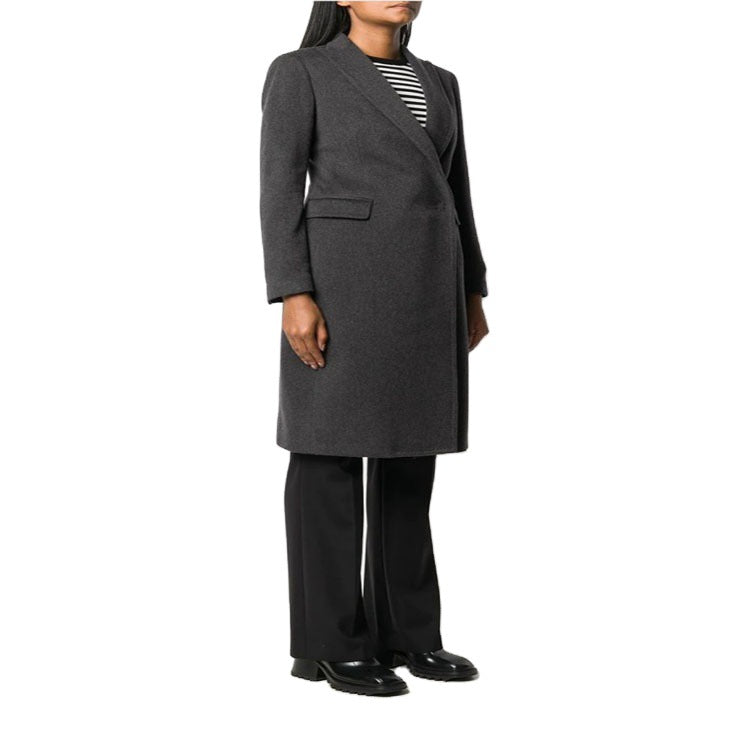Damen Schlanker Tailoring-Longcoat mit Schalkragen, taillierter Nahtführung und verdeckter Knopfleiste Echoarchiv