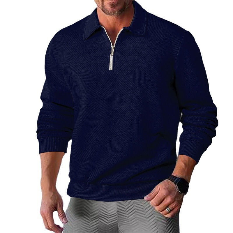 Herren Strickpullover mit kurzer Reißverschlussfront und strukturiertem Design Echoarchiv