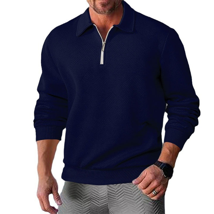 Herren Strickpullover mit kurzer Reißverschlussfront und strukturiertem Design Echoarchiv