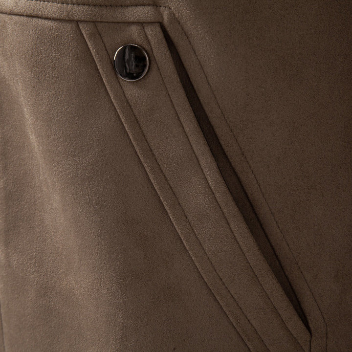 Herren Velourslederjacke im Field-Stil mit Cordkragen und aufgesetzten Taschen Echoarchiv