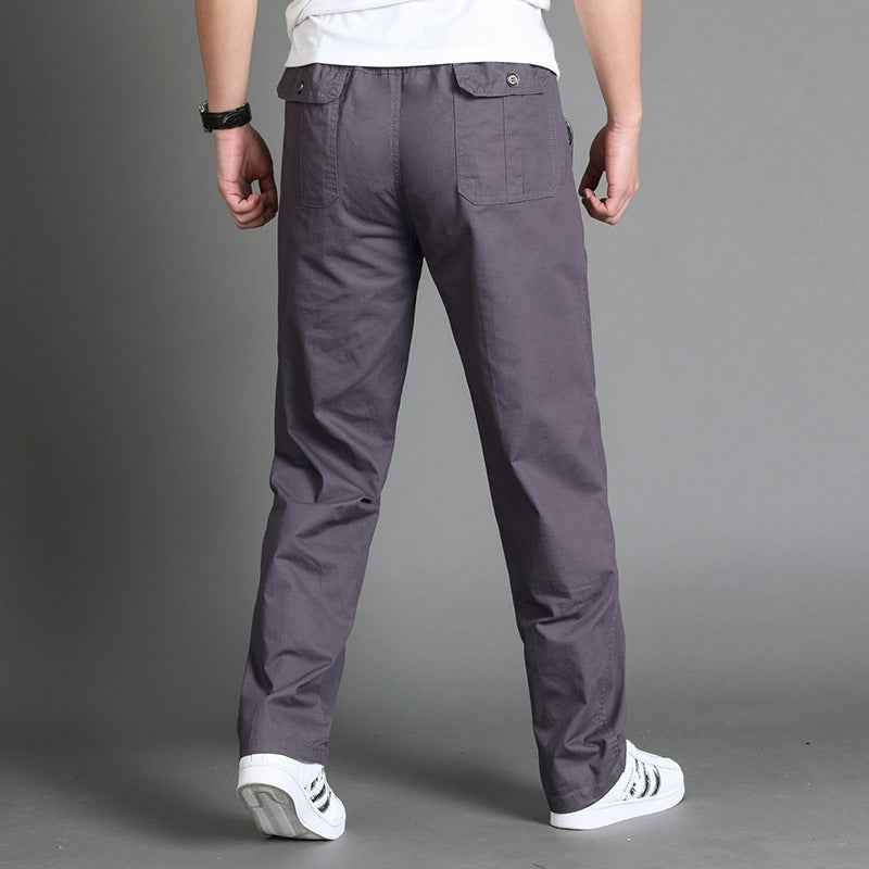Herren Lässige Canvas-Chinohose mit elastischem Tunnelzugbund, aufgesetzten Taschen & geradem Bein Echo Archiv