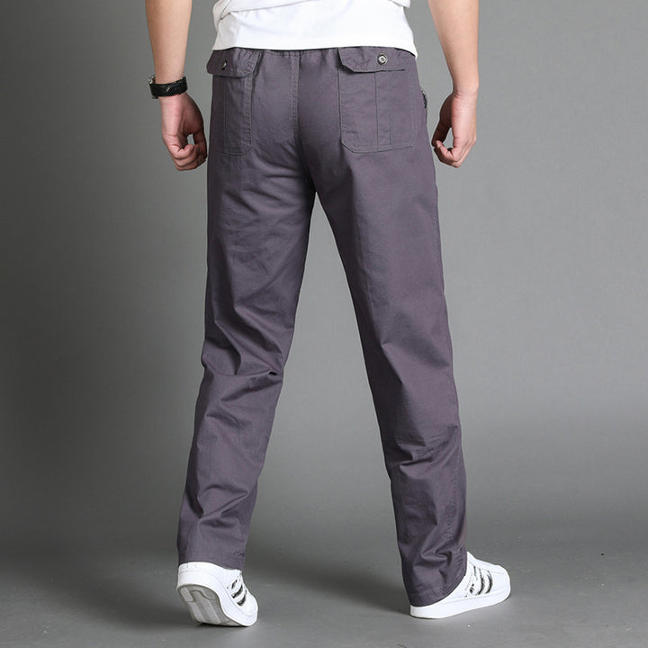 Herren Lässige Canvas-Chinohose mit elastischem Tunnelzugbund, aufgesetzten Taschen & geradem Bein Echo Archiv