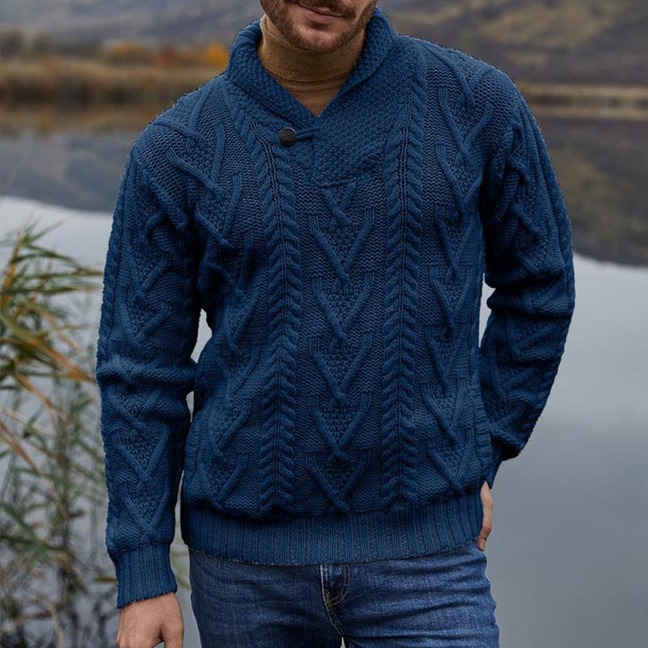 Herren Strickpullover mit klassischem Kragen und strukturiertem Muster Echoarchiv