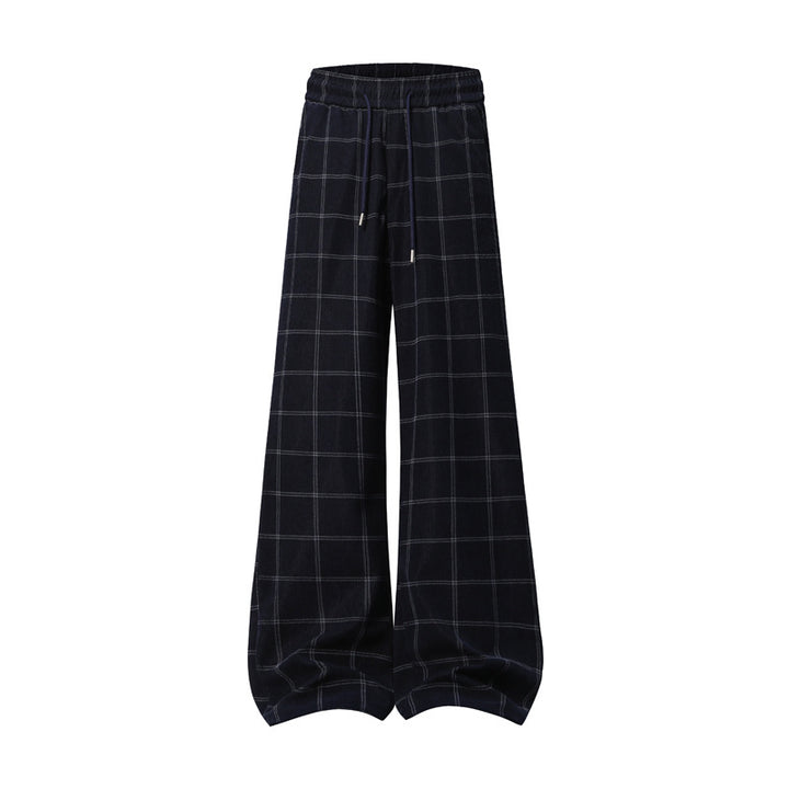 Damen Weite Palazzo-Hose im Karomuster mit elastischem Bund & Kordelzug Echoarchiv