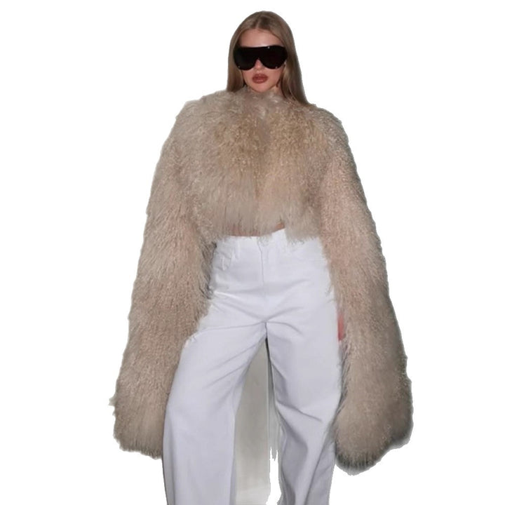 Damen Extravaganter Oversize-Fauxfur-Mantel mit langfloriger Lockenstruktur Echoarchiv