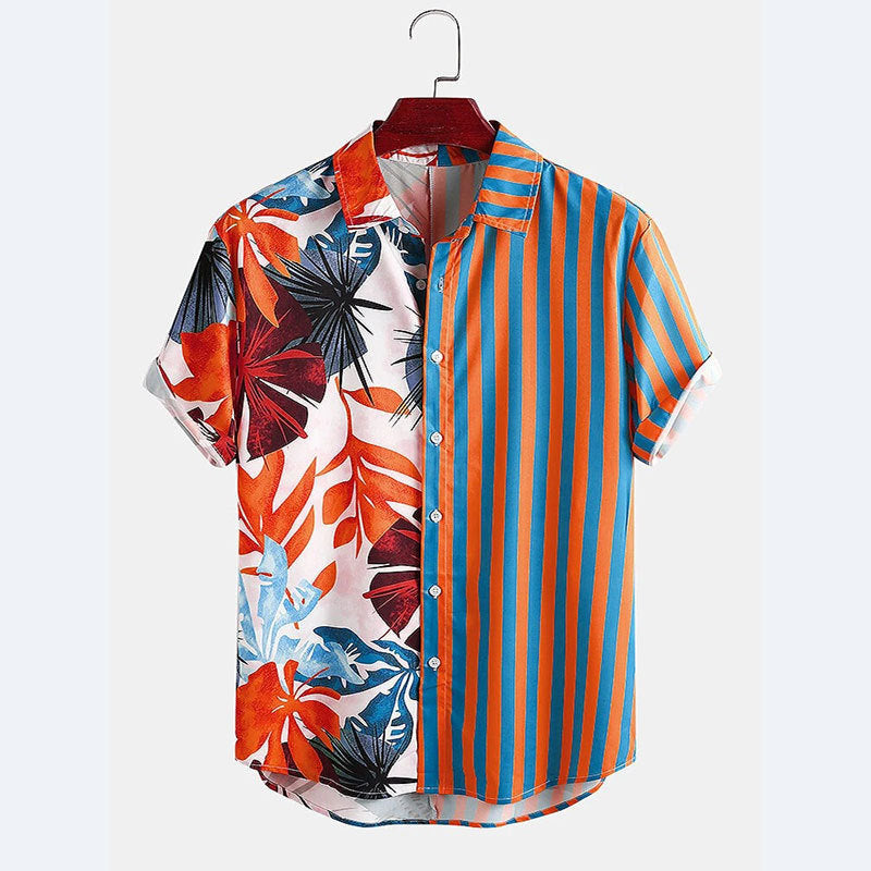 Herren Kurzarmhemd mit buntem Muster und Sommerdesign Echoarchiv