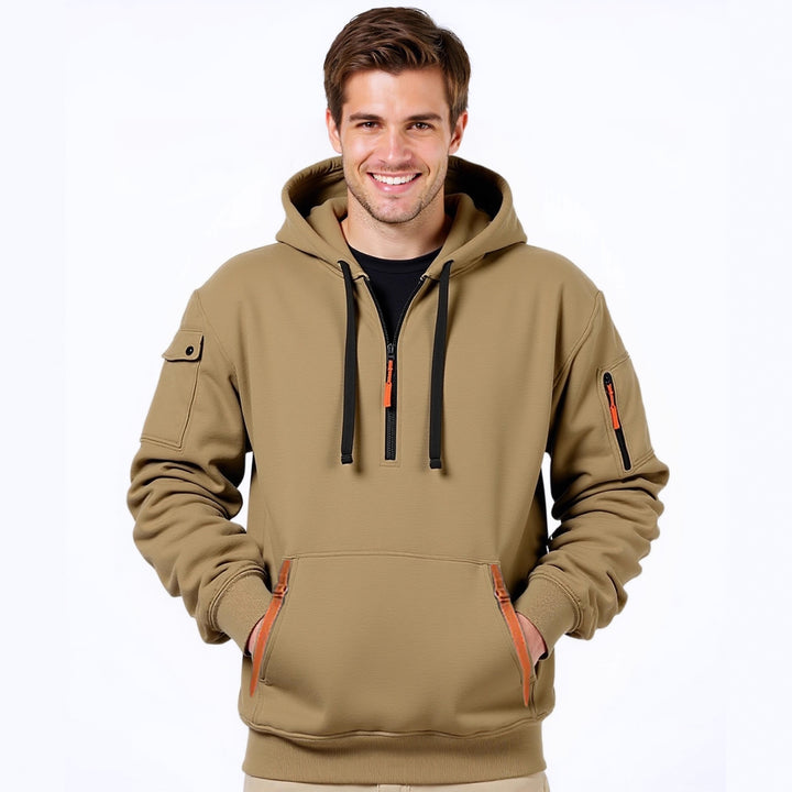 Herren modischer Kapuzenpullover mit innovativer Taschenlösung Echoarchiv