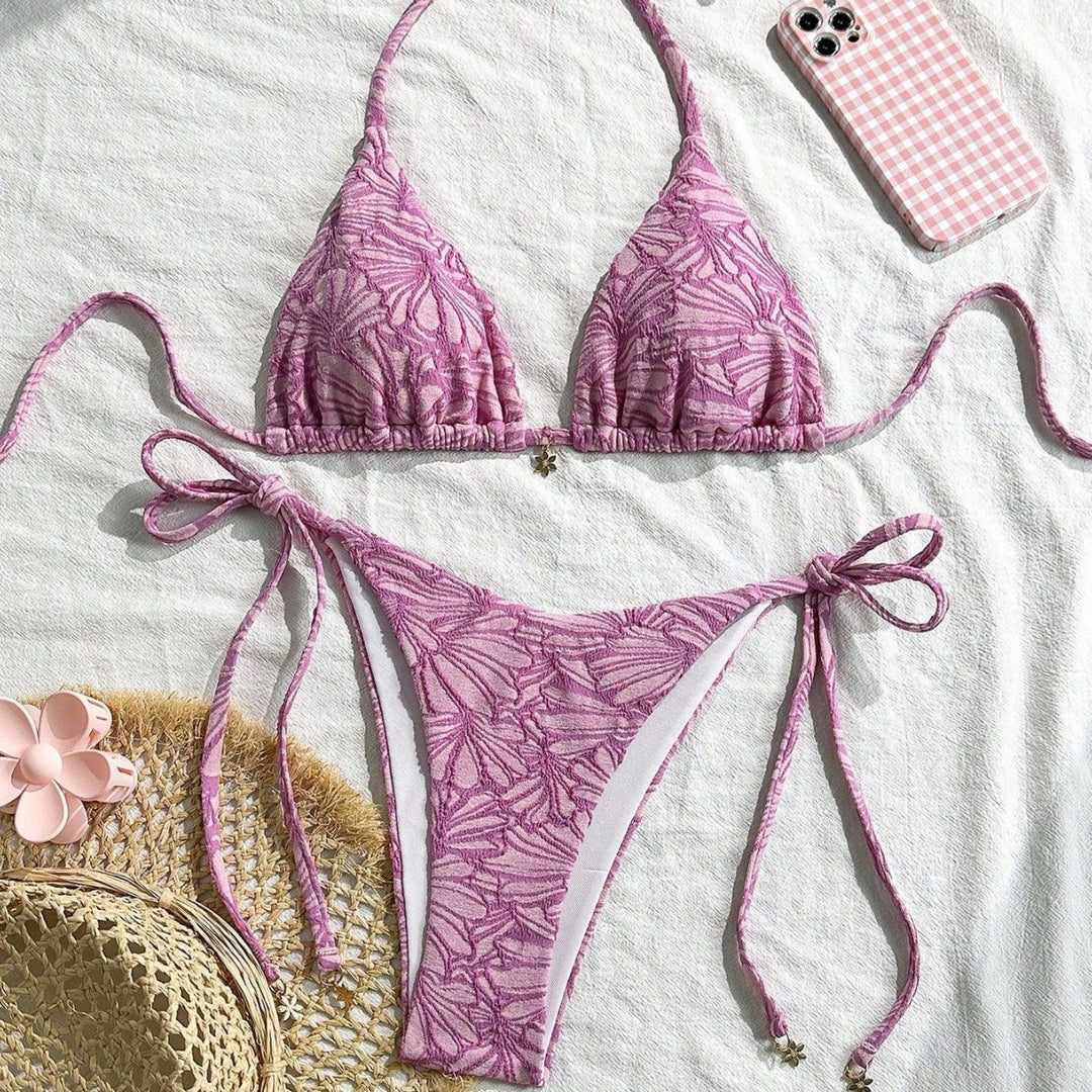 Damen Triangel-Bikini mit floralem Design und verspielten Bindebändern Echo Archiv