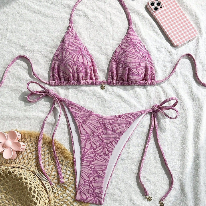 Damen Triangel-Bikini mit floralem Design und verspielten Bindebändern Echo Archiv