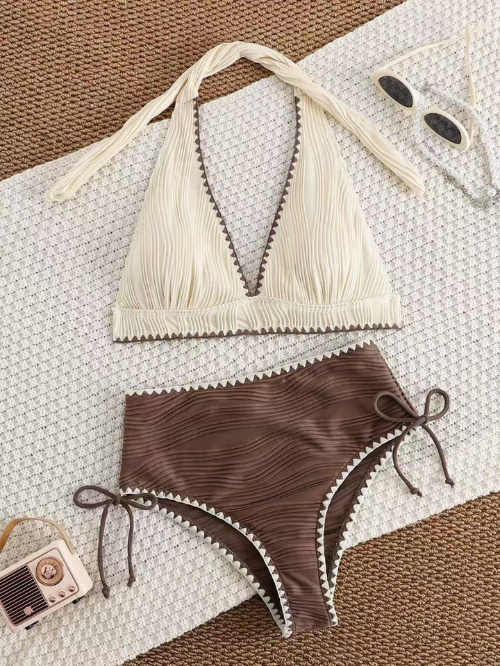 Damen Bikini-Set mit tiefem V-Ausschnitt und hoch taillierter Hose Echo Archiv