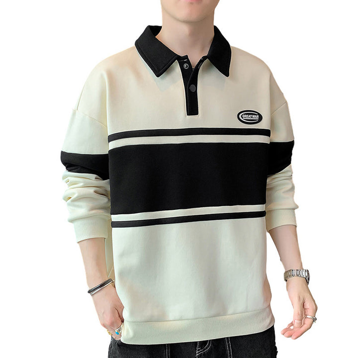 Herren modischer Sweatshirt mit klassischem Polokragen und auffälligen Streifen Echoarchiv