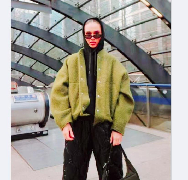 Damen Oversized Wolljacke mit knopflosem Design und weichem Innenfutter Echo Archiv