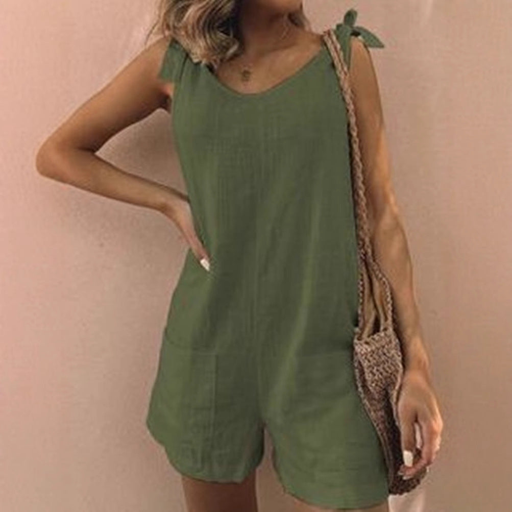 Damen Jumpsuit mit praktischen Taschen und verspielten Schulterbändern Echoarchiv