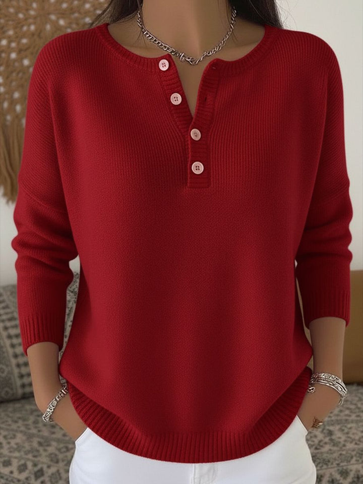 Damen Bequemer und eleganter Strickpullover mit Knopfleiste Echo Archiv