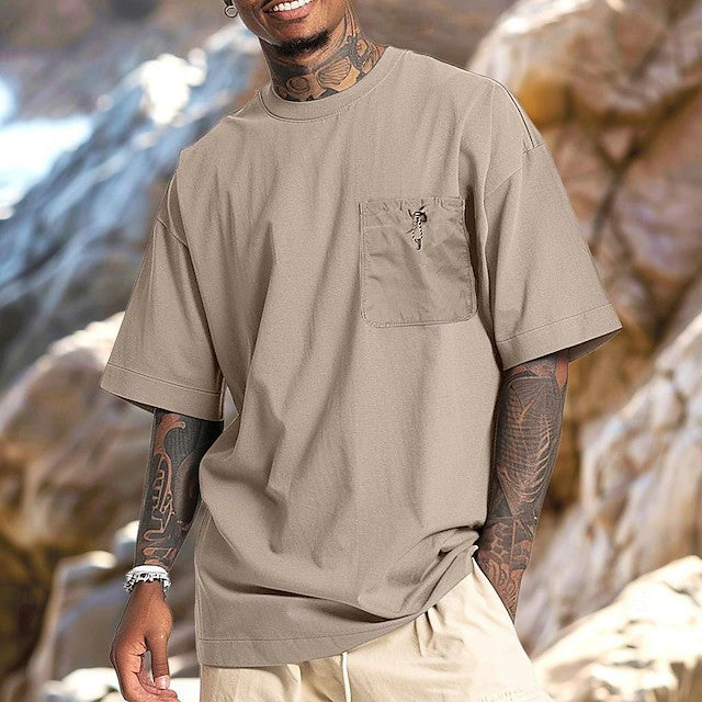 Herren Oversize T-Shirt mit Brusttasche und lässigem Schnitt Echoarchiv