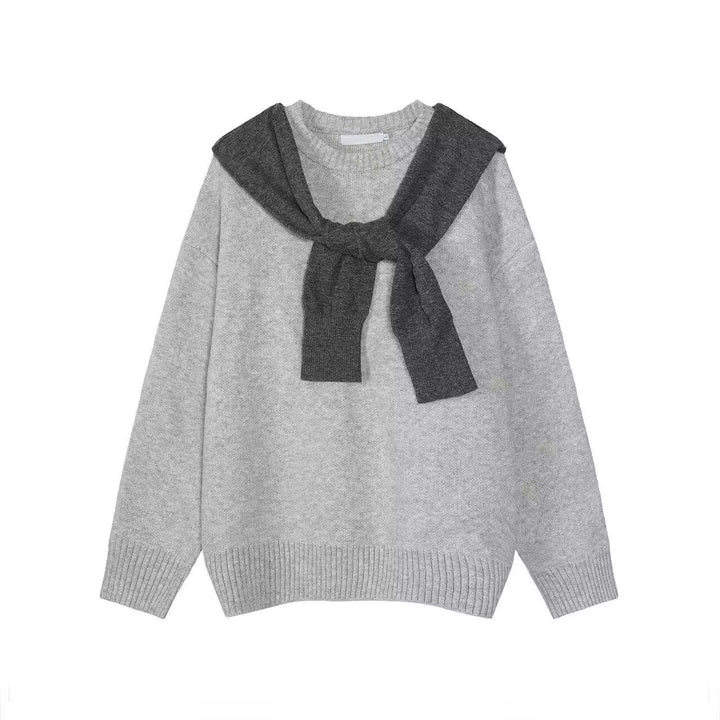 Damen Modischer Grobstrickpullover mit Kragen Echoarchiv