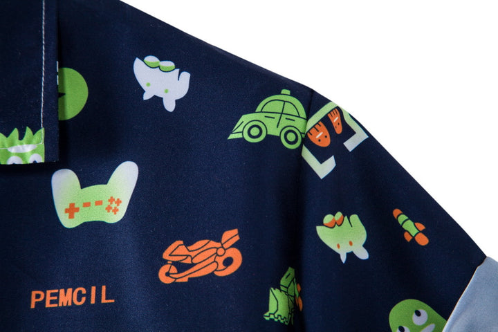 Herren Kurzarmhemd mit kreativem Retro-Design Echoarchiv