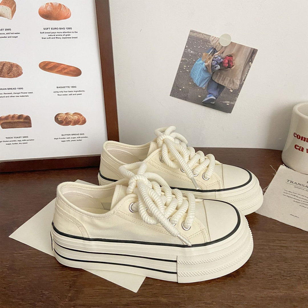 Damen Fashion Plateau Sneakers mit robustem Obermaterial und gestreiftem Sohlenprofil Echo Archiv