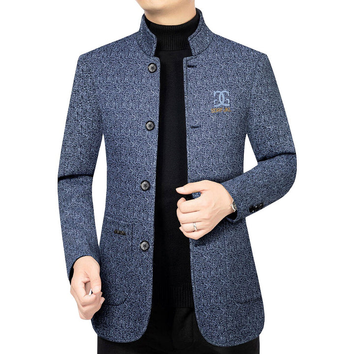 Herren Moderner Stehkragen-Blazer im Travel-Stil mit wattierter Innenfütterung – Tianoro
