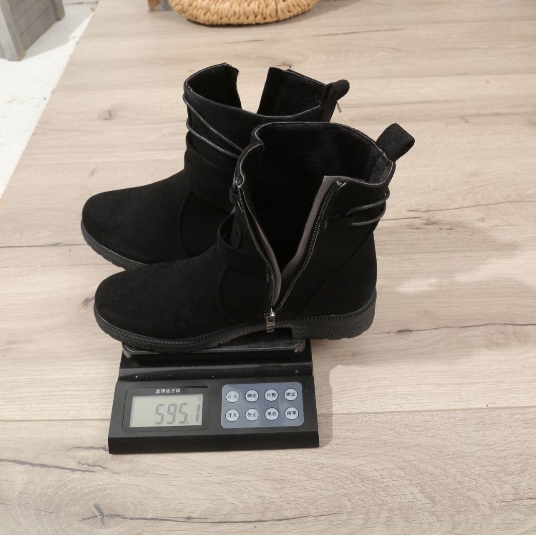 Damen nan gefütterte Ankle-Boots mit Wickelriemen, dekorativer Metallschnalle und rutschfester Profilsohle Echo Archiv