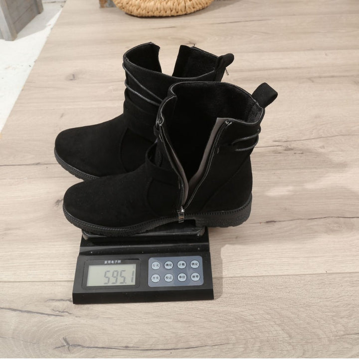 Damen nan gefütterte Ankle-Boots mit Wickelriemen, dekorativer Metallschnalle und rutschfester Profilsohle Echo Archiv