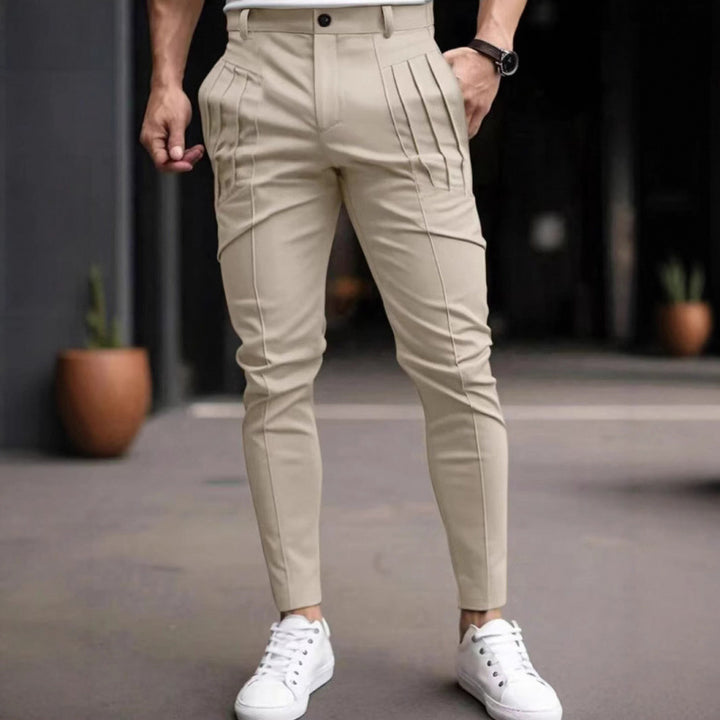 Herren stylische Slim-Fit Anzughose mit plissiertem Design Echoarchiv