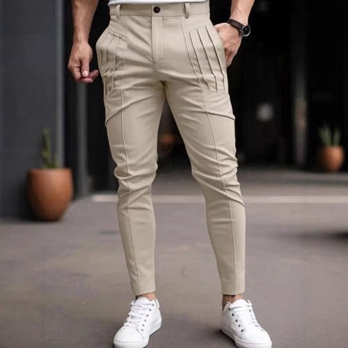 Herren stylische Slim-Fit Anzughose mit plissiertem Design Echoarchiv