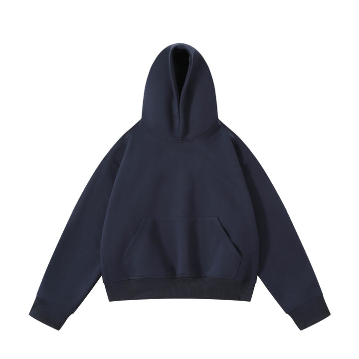 Unisex schwerer Oversize-Kapuzenpullover mit doppellagiger Kapuze Kängurutasche und breitem Rippbund Echo Archiv