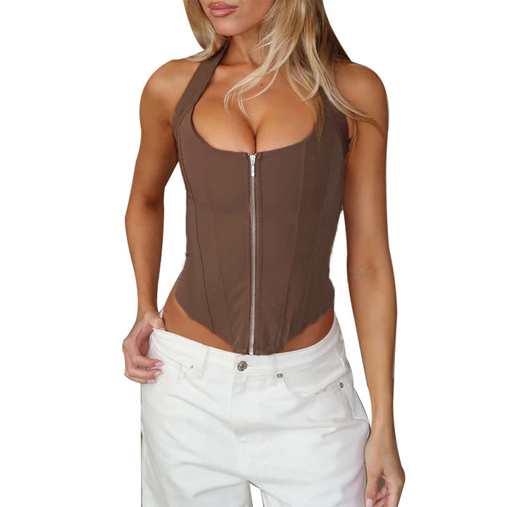 Damen figurbetontes Bustier-Oberteil mit Reißverschluss und verstärktem Schnitt Echo Archiv