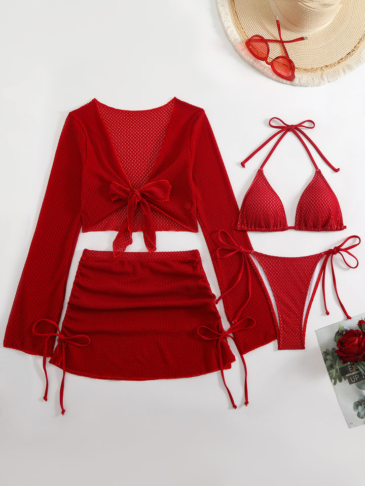 Damen Badeanzug-Set mit trendigem Netzdesign und verstellbaren Details Echo Archiv