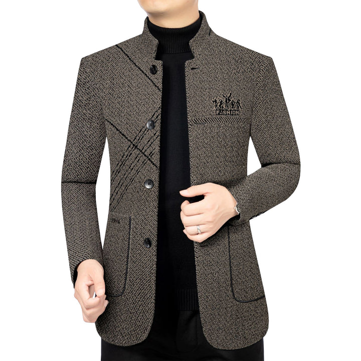 Herren Wollmantel mit Teddyfutter, Stehkragen und schmaler Silhouette – Montevé