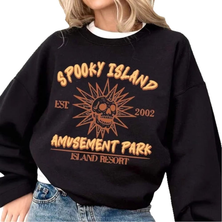 Damen lässiges Oversize-Sweatshirt mit Vintage-Schädel-Print und geripptem Saum – Avérine