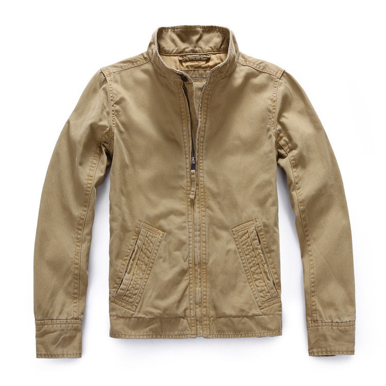 Herren leichte Baumwoll-Twill Feldjacke mit Stehkragen und Reißverschluss Echoarchiv
