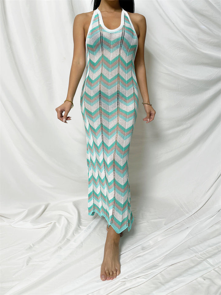 Damen Häkel-Maxikleid mit Chevron-Muster Echo Archiv