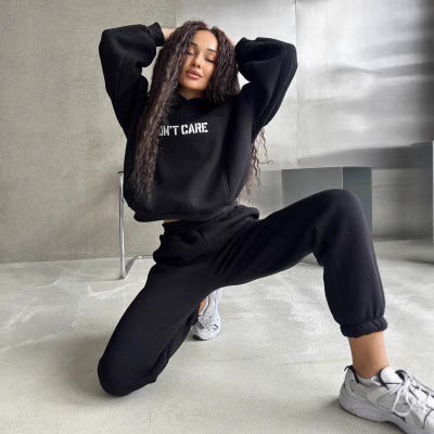 Damen Oversized Hoodie- und Jogginghose-Set aus French-Terry mit Statement-Print – Auréline