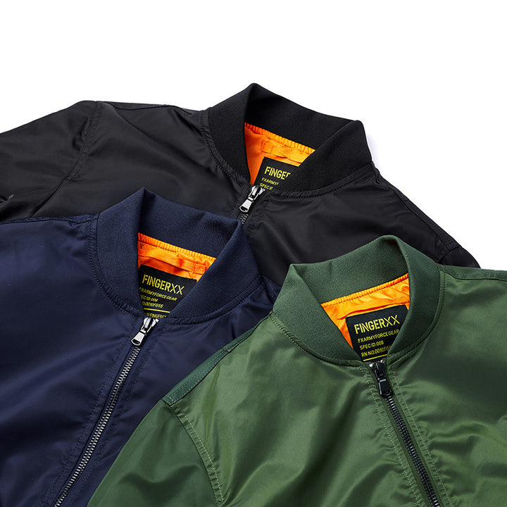 Herren Flieger-Bomberjacke aus technischem Nylon mit Rippbündchen und Ärmeltasche – Brevano