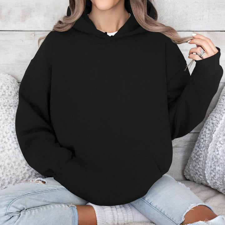 Damen Oversize-Kapuzenpullover im Cozy-Stil mit Kängurutasche und gerundetem Saum Echoarchiv