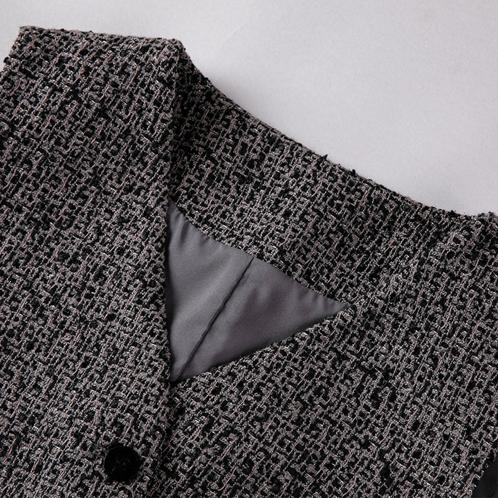 Damen Hochtaillierter Tweed-Midirock mit geradem Schnitt und leichter A‑Linie Echoarchiv