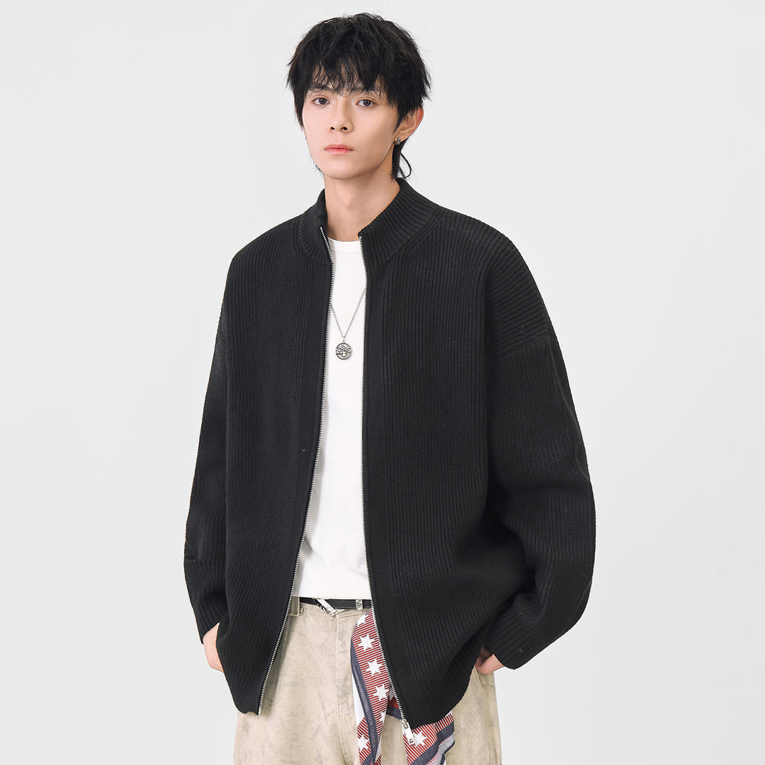 Damen Oversize-Strickjacke mit durchgehendem Reißverschluss und Stehkragen Echo Archiv