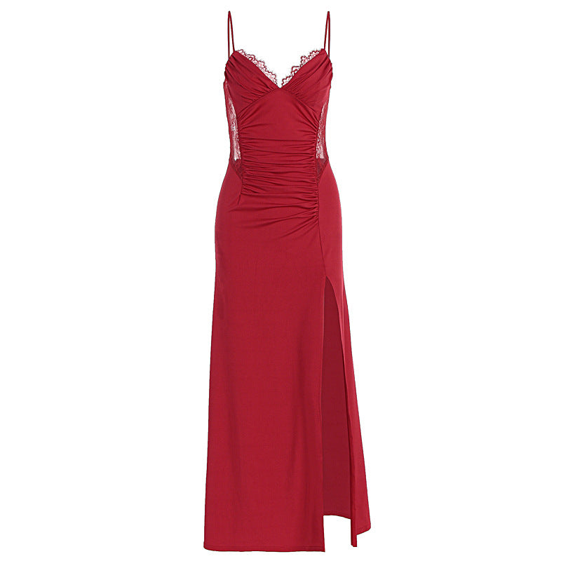 Damen Maxikleid mit raffiniertem Schlitz und verführerischen Spitzenakzenten Echo Archiv