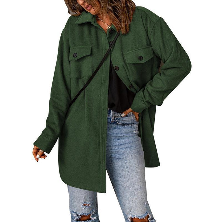 Damen Oversize-Hemdjacke mit Brustklappen und langem Schnitt Echoarchiv
